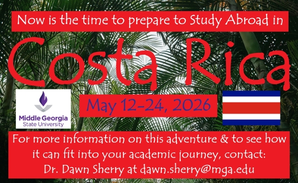 Study abroad in Cost Rica in Summer 2026.